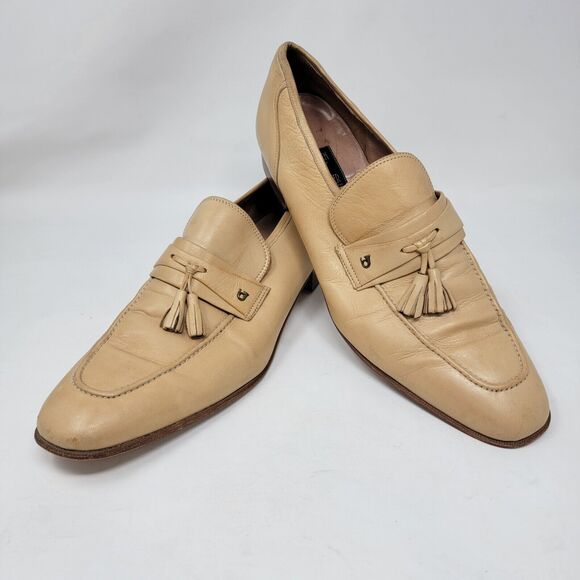VTG French Shriner Men\'s 47 11.5 N Calfskin Dress Tassel Loafers Italy Shoes main image 4